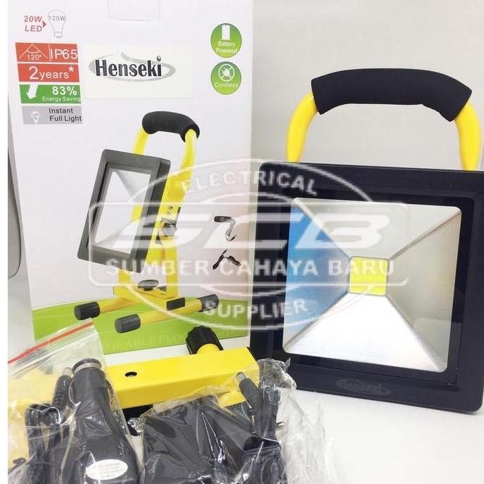 Henseki Rechargeable Flood Light 20 Watt Lampu Sorot Emergency 20W