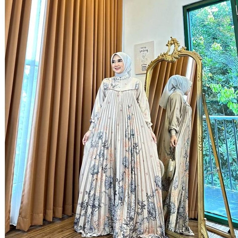 SUPER DEAL BAJU GAMIS WANITA SILK PLISKET MEWAH ARABIAN SILK PREMIUM DRESS LEBARAN KEKINIAN BUSUI | 