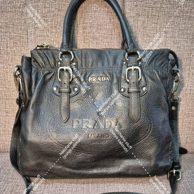 Tas Prada Milano Leather Kulit Handbag Totebag Kerja (Preloved)