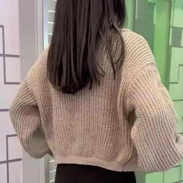 Gratong Crop Top Rib Balero Tali Knit Oversize Cable Outher  Sweater Rajut