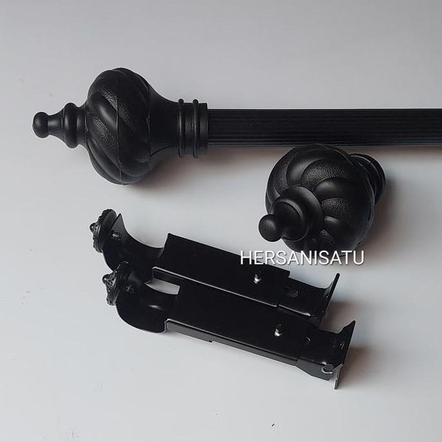 Rollet Gordyn Minimalis Batang Gorden Full Set Warna Hitam Dof Tirai Pintu Jendela Kayu Dipasang di 