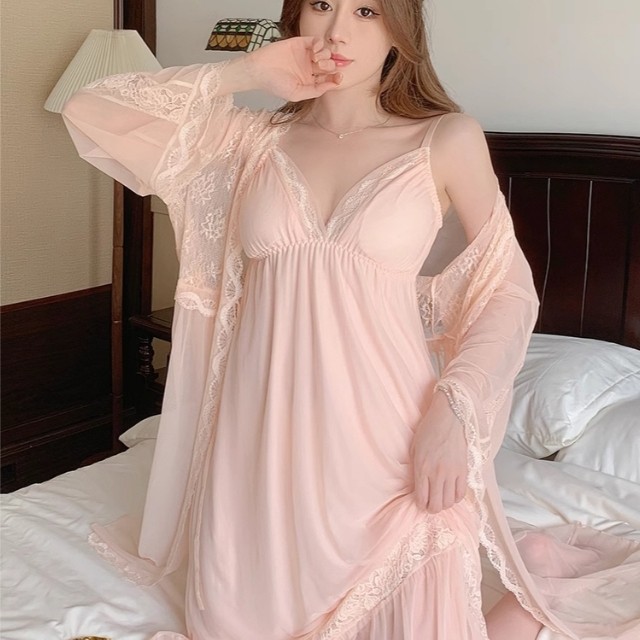 Kimono Sutra Campur Brukat dengan Set Lingerie dan Bonus Pad