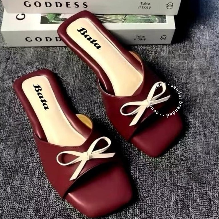PREMIUM Sandal Wanita Bata sendal teplek casual platform Kekinian pita flat shoes cewek