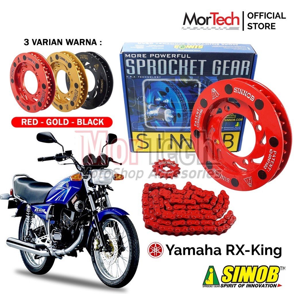 Chain Kit Sinnob Gear Gir Set Dan Rantai Motor Colour Chain YAMAHA RX King RxK
