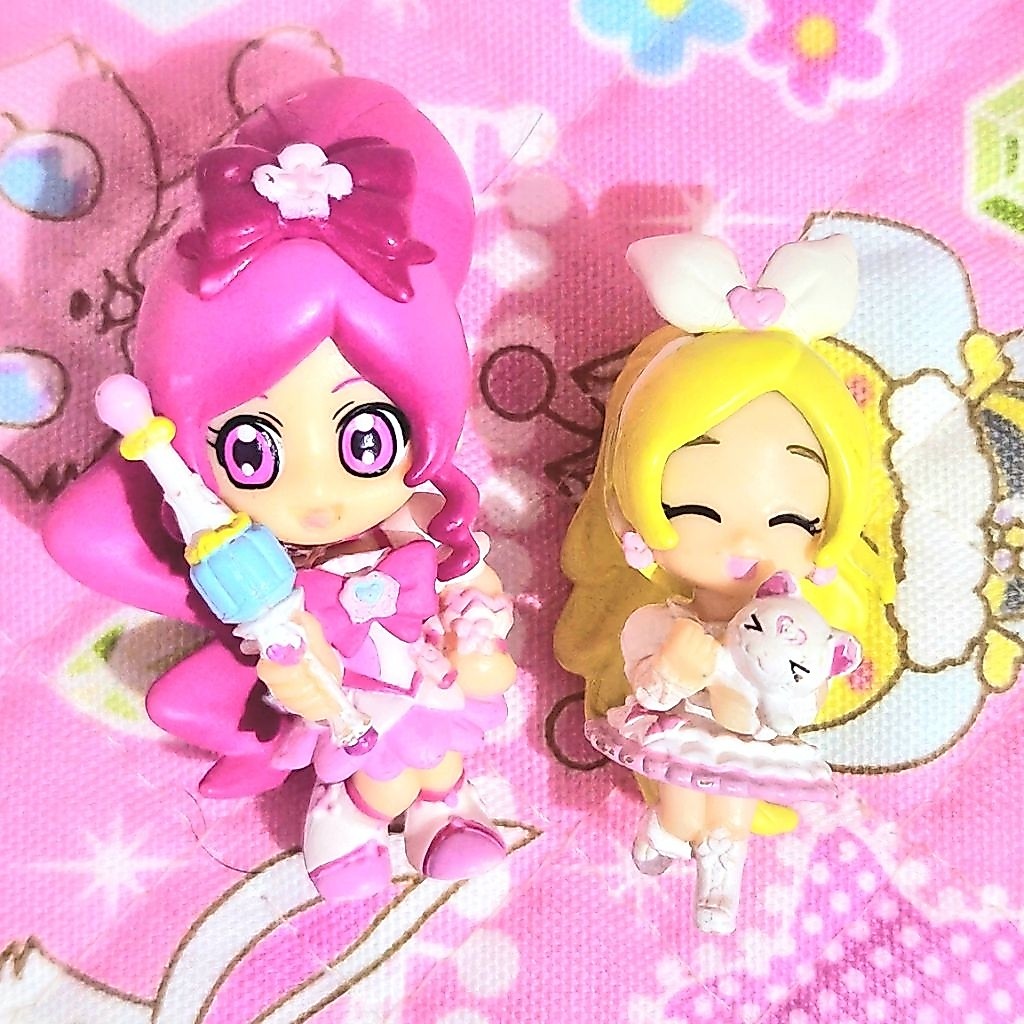 Precure Cure Blossom & Cure Rhythm Minifigure Keychain Junk