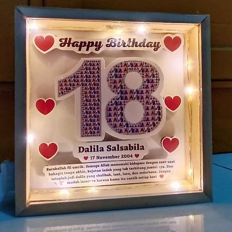 FRAME 3D LAMPU LED CUSTOM KOLASE FOTO ANGKA LOVE - KADO AESTETIK, UNIK, KEKINIAN, DAN AWET