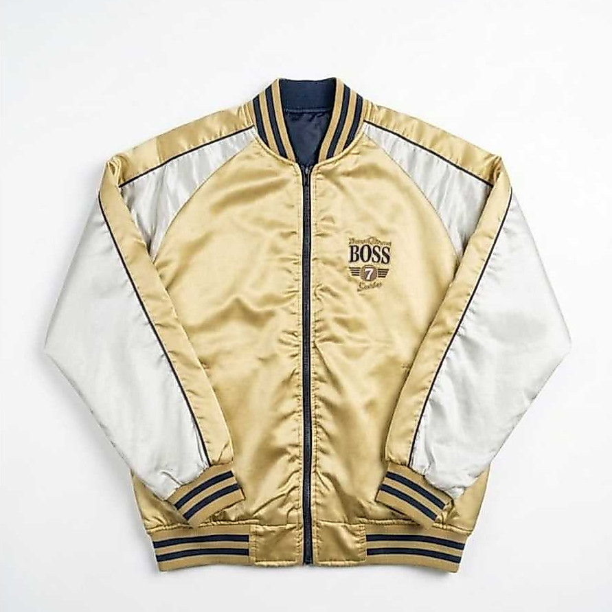 JAKET BOMBER BOLAK-BALIK SUNTORY BOSS CAFFE VINTAGE ERA 90-AN