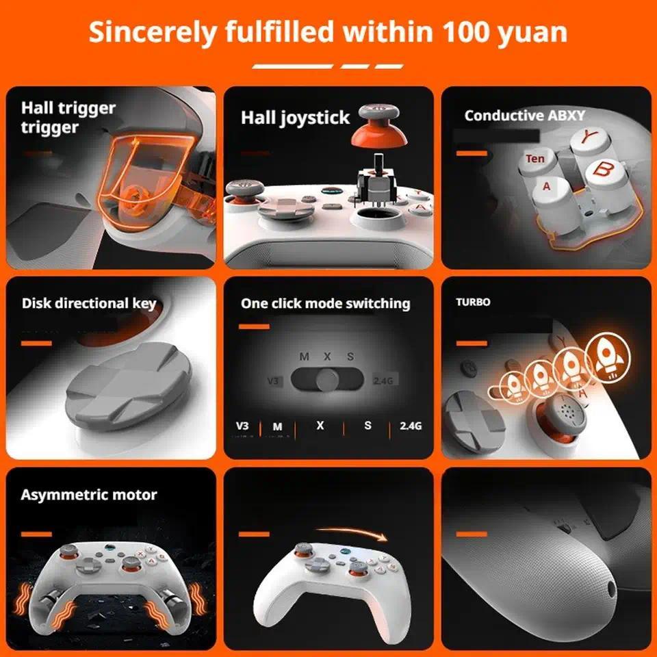 G6 Wireless Game Controller, Hall Effect Joystick & Trigger, 1000Hz Polling Rate Gamepad for SWIT PC