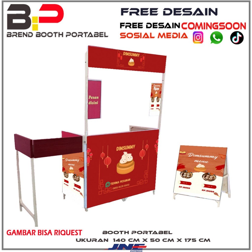 Booth Portable Kayu Jumbo / Gerobak Lipat / Meja Jualan Portable / Booth Lipat Ringan / Booth Makana