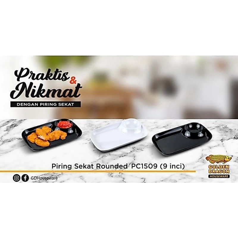 Piring Sekat Rounded Melamin Golden Dragon PC1509