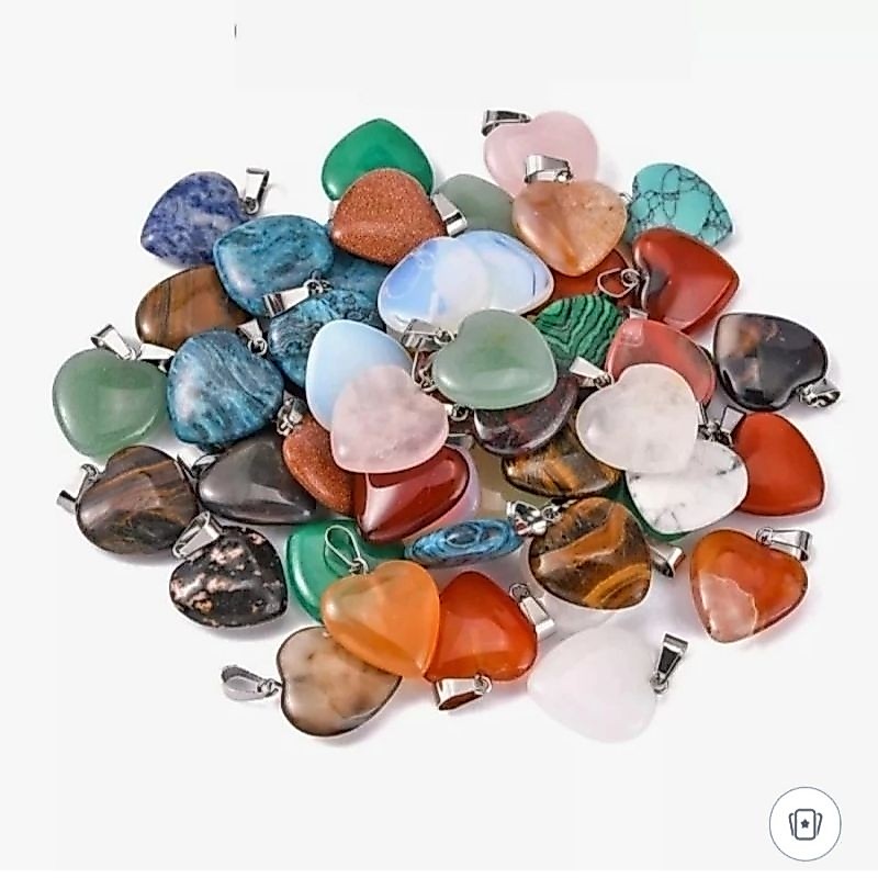 Natural gemstone heart shape pendant | liontin hati (1pc)