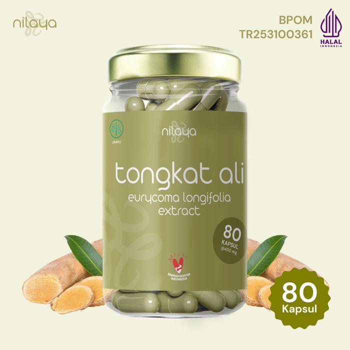 Nilaya Tongkat Ali Extract Capsules 80 Kapsul - Helps maintain male stamina - BPOM & Halal MUI - Ton