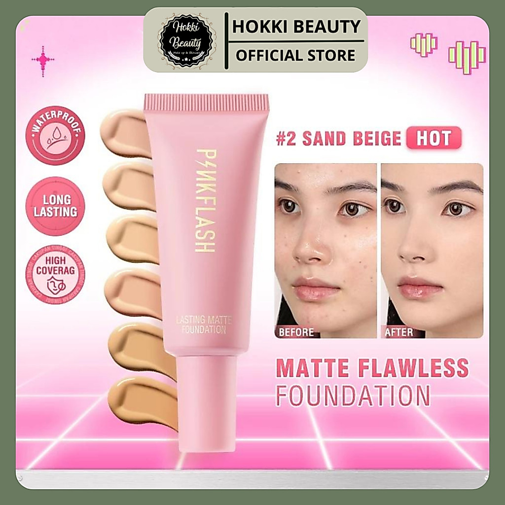 PinkFlash (F03) Foundation Lasting Matte Foundation PinkFlash Foundation Pink Flash Alas Bedak PinkF