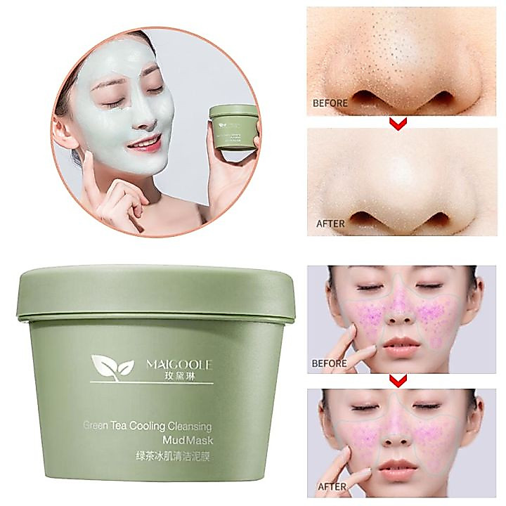 [ORI] Green Tea Clay Mask MAIGOOLE Masker Wajah Masker Komedo Mud Mask