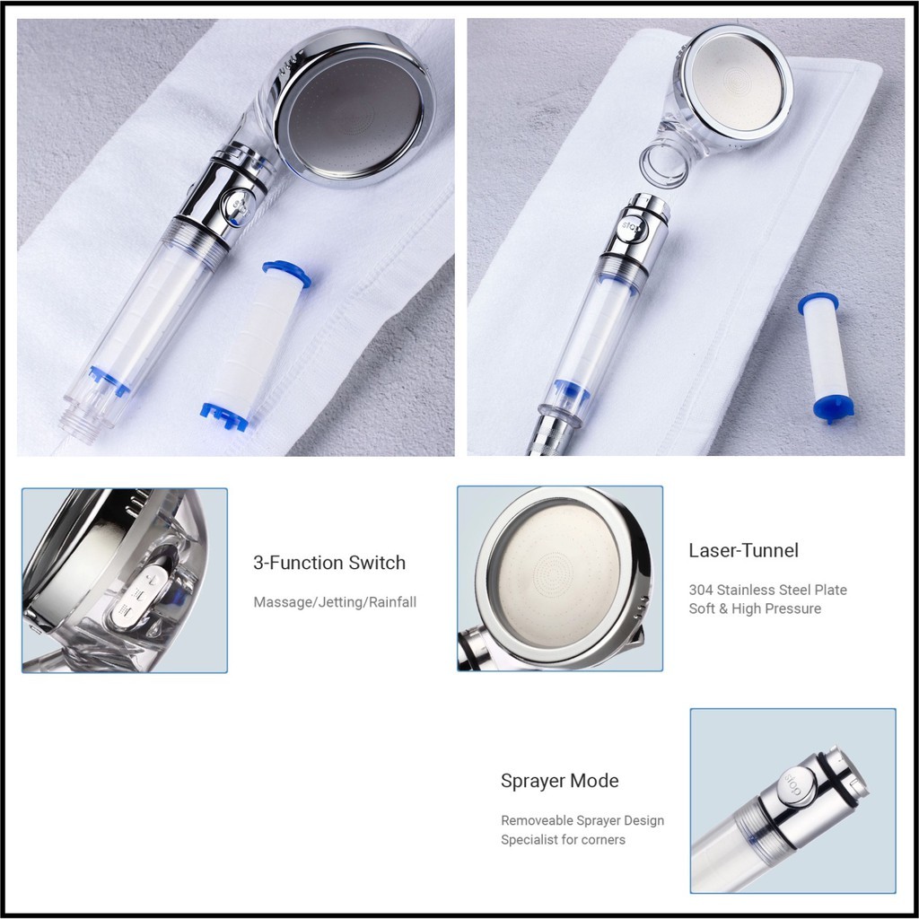 SHOWER HEAD GOLD / KEPALA SHOWER BIG SIZE WITH STOP