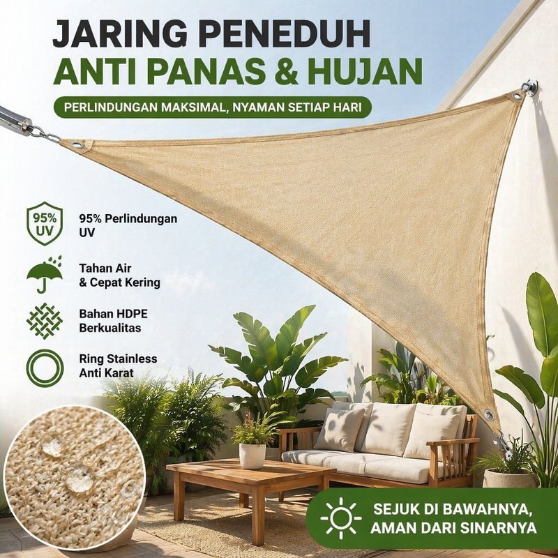 Jaring Paranet Anti Uv Tahan Hujan Peneduh Taman Balkon Carport Rumah Kaca Kanopi Atap