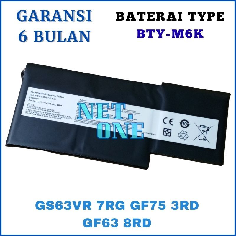 Baterai Laptop MSI MS-16K3 GS63VR 7RG 7RE 6RF BTY-M6J GS73VR BTY-M6K -NETONE