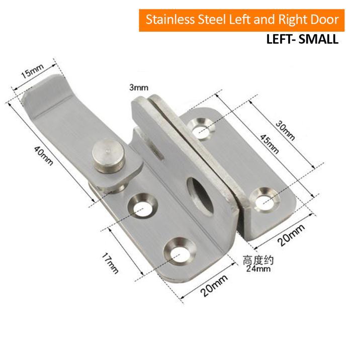 Grendel Sliding Door Stainless Pintu Geser Tebal Kunci Gembok unik - Kiri S-Silver