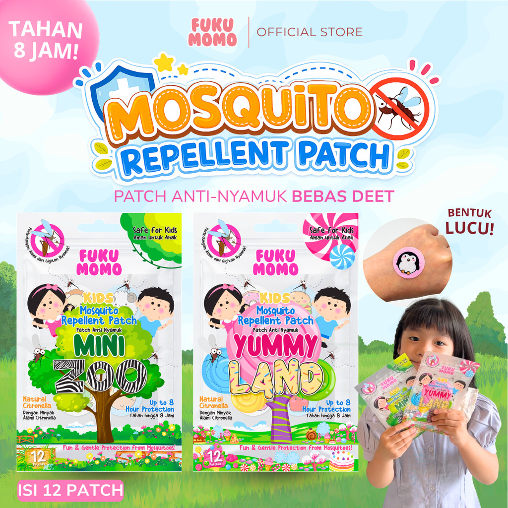 [STIKER ANTI NYAMUK] FUKU MOMO Mosquito Repellent Patch, Sticker Anti Nyamu 12 Patch - Anti Bentol, 