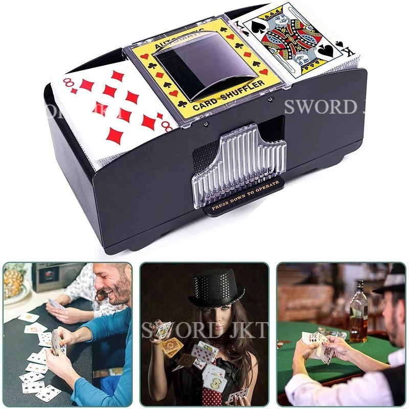 Mesin Pengocok Kartu Remi Poker Shuffler Otomatis 1-2 Deck Card Shuffler Mesin Acak Kartu untuk Poke