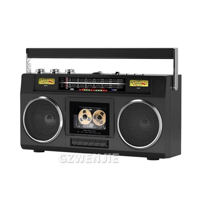 Portable Vintage Retro USB AM/FM Multiband Radio Stereo Wireless Bluetooth Boombox Mp3 Audio Cassett