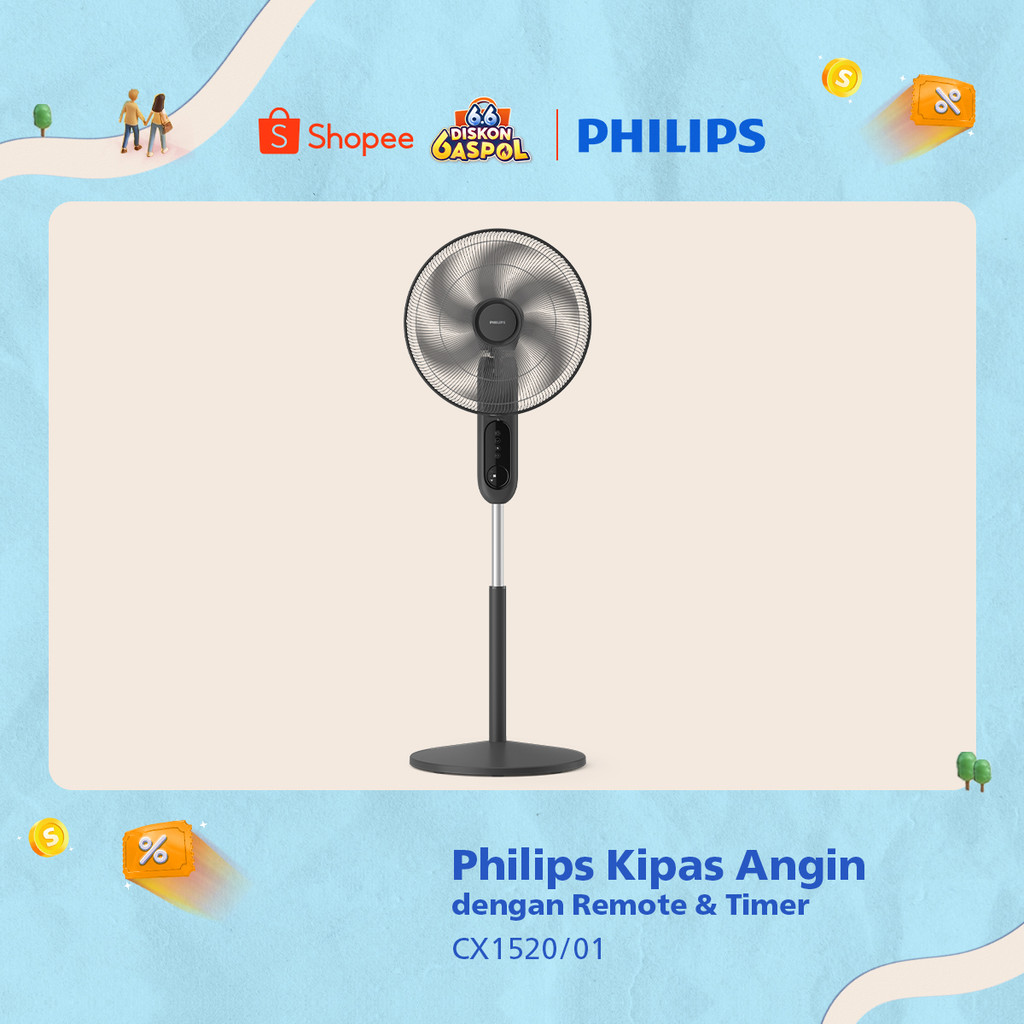 Terbaru Kipas Angin Philips Hitam CX1520/01 - Paling Canggih dengan Remote & Timer, Digital Display 