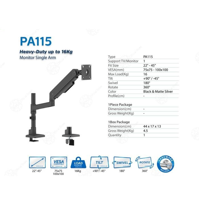 OXIMUS PA115 Black Desk Clamp Heavy Duty Economis Bracket PA 115