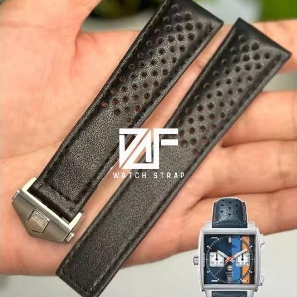 FF COLLECTION 22MM 22 MM STRAP TALI JAM TANGAN TAG HEUER  MONACO MEN KULIT ASLI LEATHER