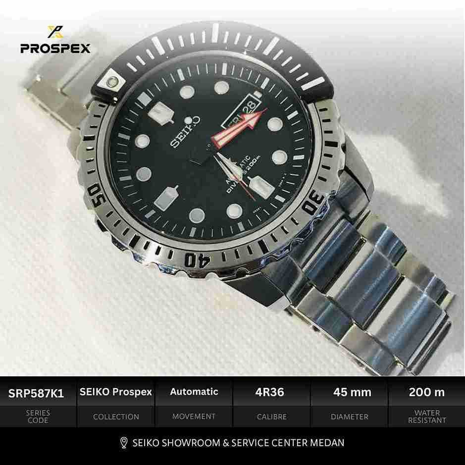 Jam Tangan Seiko SRP587K1 Prospex Diver 45mm Stainless Steel Hitam