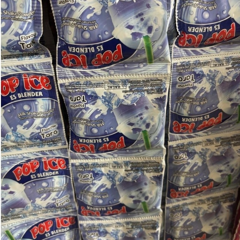 Minuman Serbuk Pop Ice 25 Gram - Rasa Taro, Grape, Vanilla Blue, Es Blender