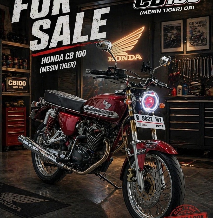 Jual motor Honda CB 100 Mesin Tiger 200CC - Custom Classic Siap Pakai Surat Lengkap