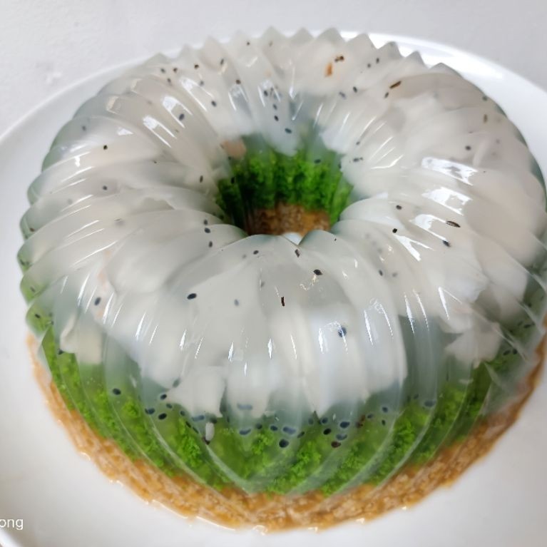 Puding lumut pandan gulmer kelapa