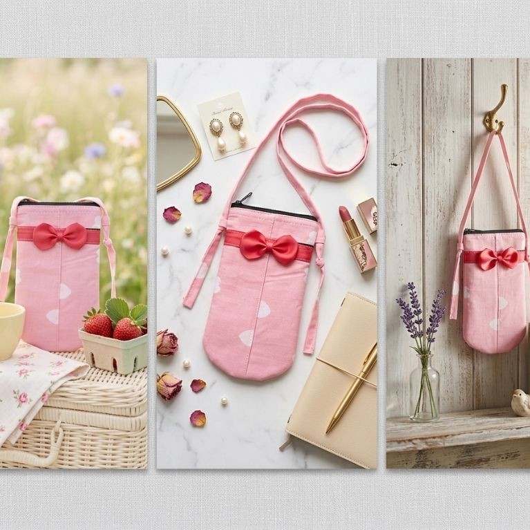 sling bag mini, Dompet HP Selempang Kain Perca 2 Ruang - Tas Kecil Serbaguna