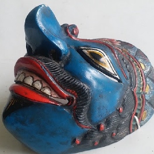 Antik  topeng kayu primitif kuno folks art figur wajah jawa