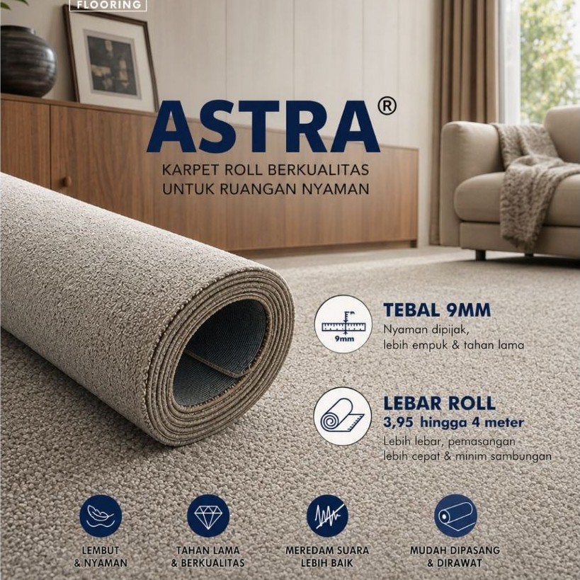 Karpet Roll Astra Meteran tebal 9mm / Karpet hotel empuk / karpet polos meteran