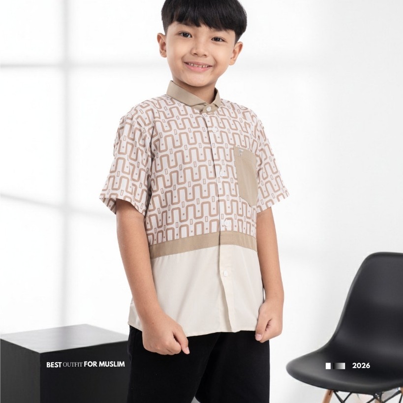 KOKO ANAK FADKHERA OFFICIAL RIHAN LENGAN PENDEK LIGHT CREAM