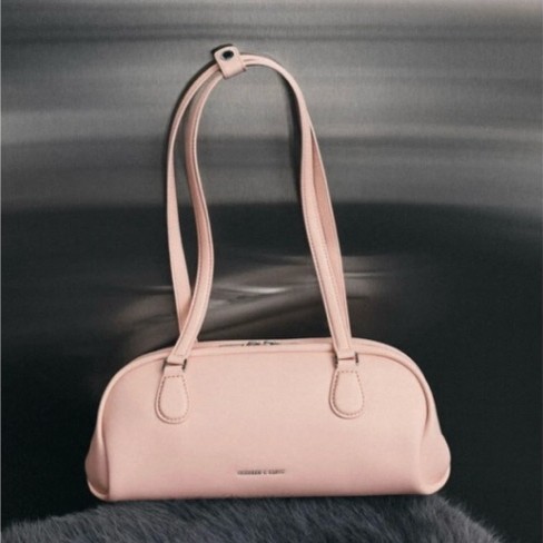 Charles and Keith Nelly Elongated Shoulder Bag Light Pink