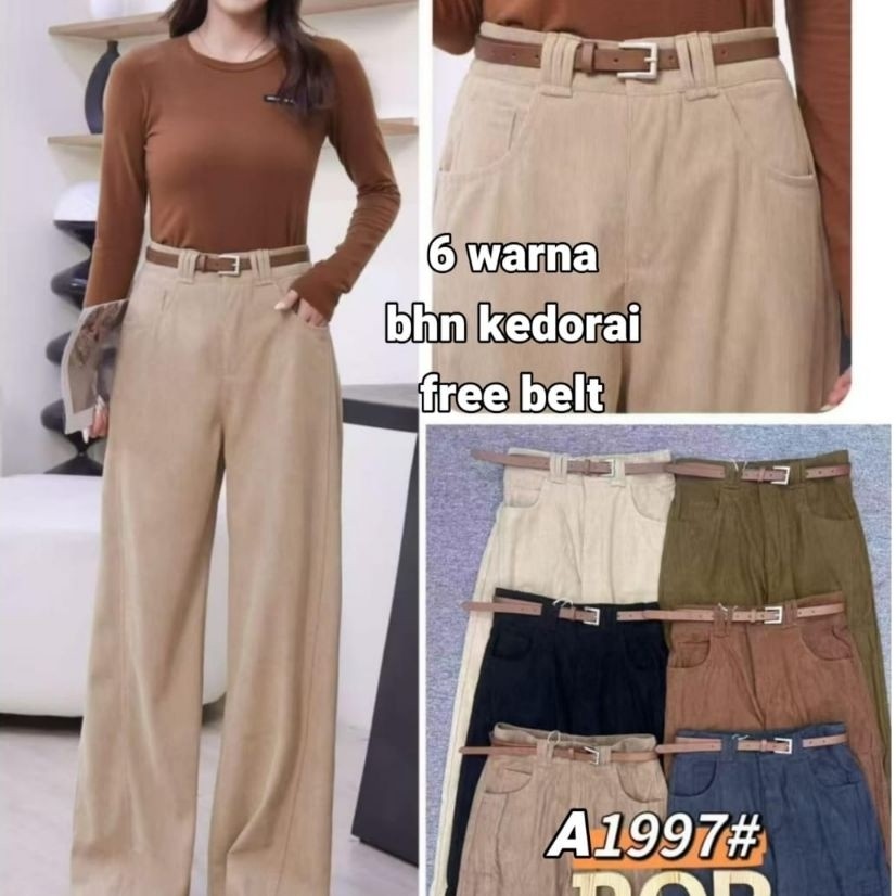 Celana kulot Corduroy free belt 1997 import