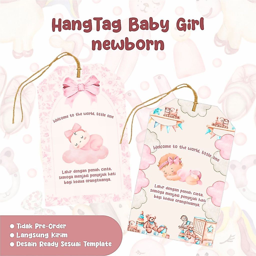 Hangtag Newborn Baby Girl / Tag Souvenir Baby