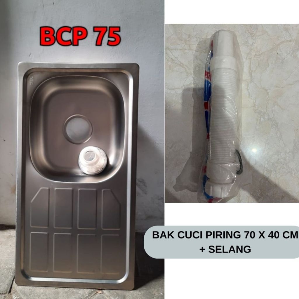 PROMOWastafel Bak Cuci Piring Ukuran 96x43/75x40 Murah Bagus Portable Stainless Steel + Afur 1 Luban