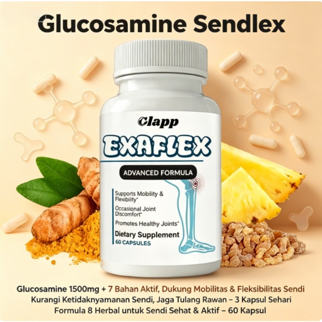 Clapp EXAFLEX Dengan Turmeric, MSM, Quercetin, Bromelain, Bantu Redakan Ketidaknyamanan Sendi, 60 Ka