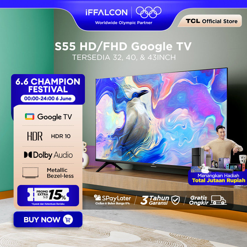iFFALCON by TCL S55 Series Google TV (Android 14) Smart Digital - HD/FHD - HDR 10 - Dolby Audio - Go