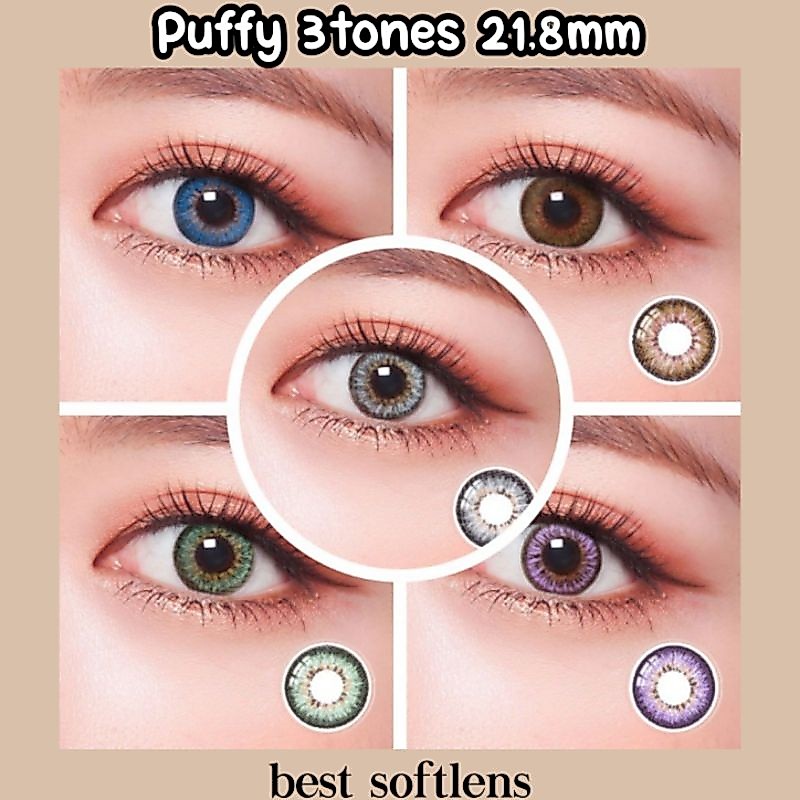 Puffy 3 tones 21.8mm softlens NORMAL sampai minus -15 / big eyes / softlens terang / softlense / sof