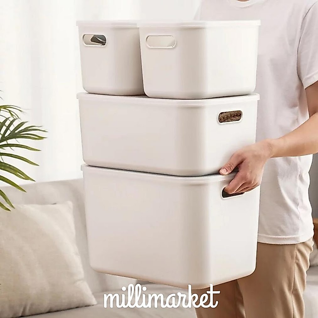 TAMA WHITE AESTHETIC CONTAINER STORAGE/ Box mainan, baju/wadah simpan barang estetik / tempat penyim