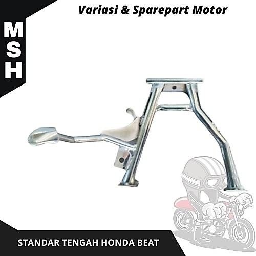 Standar Tengah Beat Fi Karbu Standart Jagrak Jagang Ring 14 Silver Chrome MSH Variasi Motor