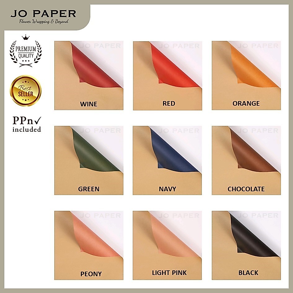 [5 LEMBAR] Flower Wrapping Paper Bicolor Karton Coklat Kertas Buket Bunga Cellophane Kado Sampul