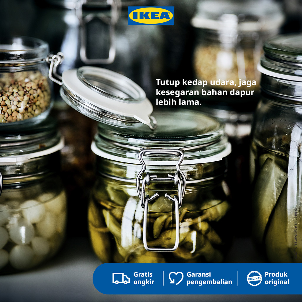 IKEA KORKEN Toples Kaca / Stoples Kaca dengan Penutup Bening Berbagai Ukuran 0.5L 1L 1.8L 2L
