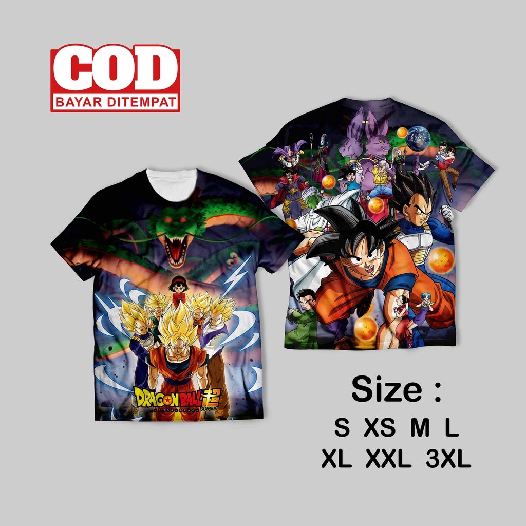 Kaos FullPrint DRAGON BALL | Kaos AOP DRAGON BALL Depan belakang S-2XL