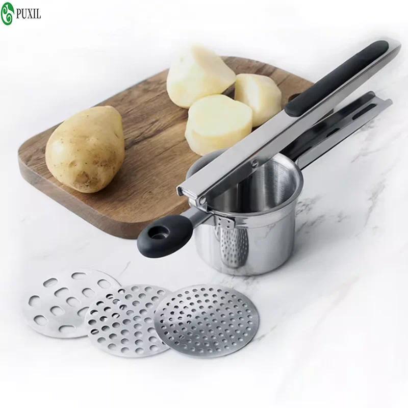 New silicone handle potato puree press, potato puree press, screen changing press, juice press, pump