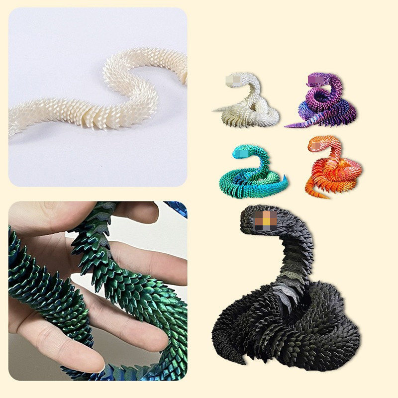 30cm Ornamen Ular / 3D Printing Mainan Ular / Ular Multi Sendi Bisa Digerakkan